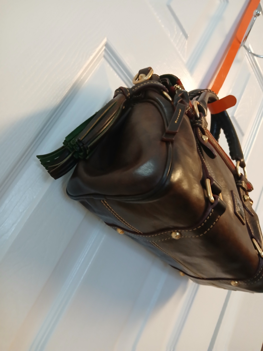 Dooney & Bourke Dark Brown Leather Satchel - Classic Bag - Picture 2 of 11